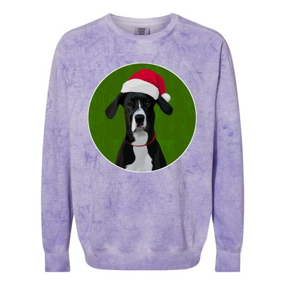 Great Dane Dog In Santa Hat For Christmas Colorblast Crewneck Sweatshirt