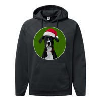 Great Dane Dog In Santa Hat For Christmas Performance Fleece Hoodie