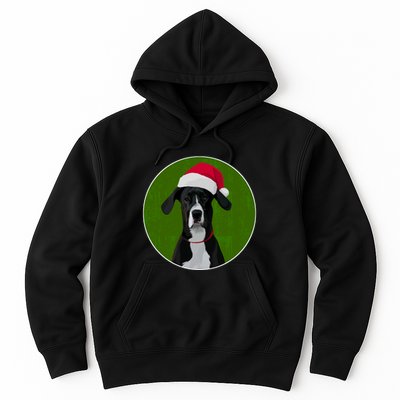 Great Dane Dog In Santa Hat For Christmas Hoodie