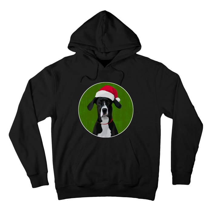 Great Dane Dog In Santa Hat For Christmas Hoodie