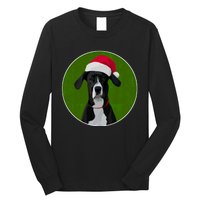 Great Dane Dog In Santa Hat For Christmas Long Sleeve Shirt