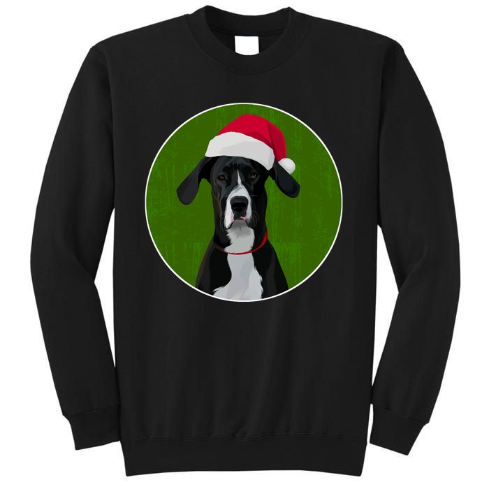 Great Dane Dog In Santa Hat For Christmas Sweatshirt