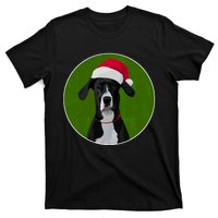 Great Dane Dog In Santa Hat For Christmas T-Shirt