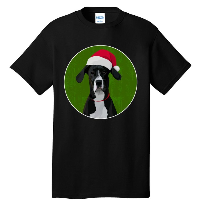 Great Dane Dog In Santa Hat For Christmas Tall T-Shirt