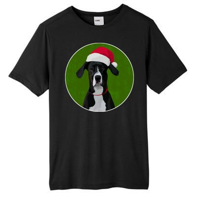 Great Dane Dog In Santa Hat For Christmas Tall Fusion ChromaSoft Performance T-Shirt