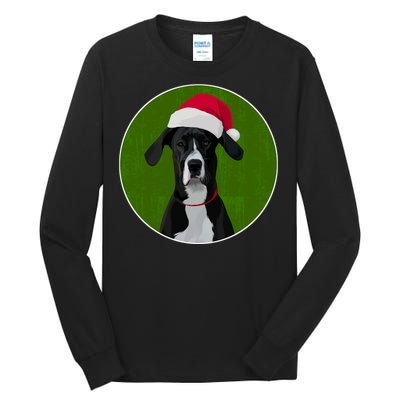 Great Dane Dog In Santa Hat For Christmas Tall Long Sleeve T-Shirt