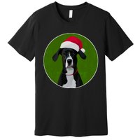 Great Dane Dog In Santa Hat For Christmas Premium T-Shirt