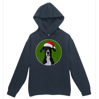 Great Dane Dog In Santa Hat For Christmas Urban Pullover Hoodie