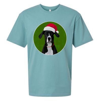 Great Dane Dog In Santa Hat For Christmas Sueded Cloud Jersey T-Shirt