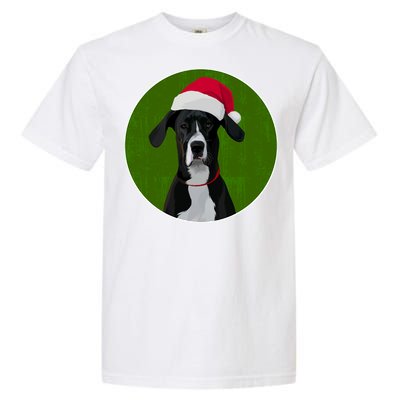 Great Dane Dog In Santa Hat For Christmas Garment-Dyed Heavyweight T-Shirt