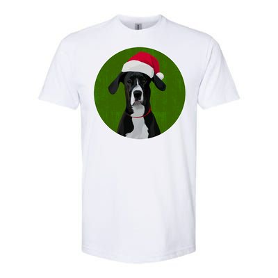 Great Dane Dog In Santa Hat For Christmas Softstyle CVC T-Shirt