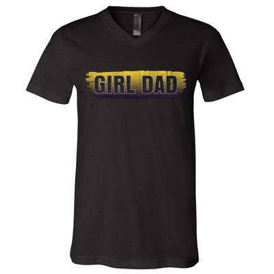 Girl Dad Dunking Tribute Memorial # Girl Dad Distressed V-Neck T-Shirt
