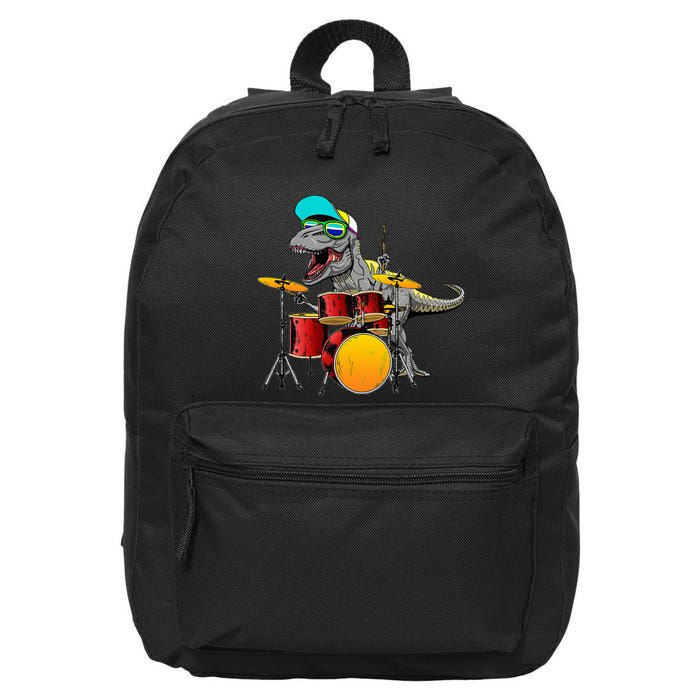 Great Dinosaurs Drums Music Playing Rex Design 16 in Basic Backpack