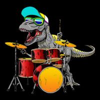 Great Dinosaurs Drums Music Playing Rex Design 16 in Basic Backpack