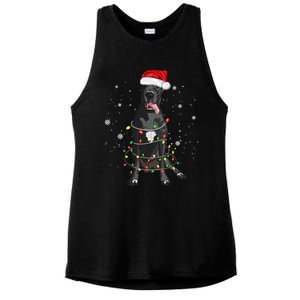 Great Dane Dog Tree Christmas Lights Xmas Pajama Matching Gift Ladies PosiCharge Tri-Blend Wicking Tank