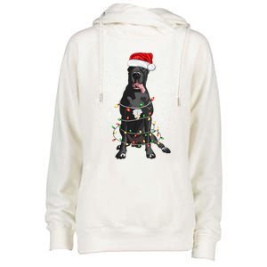 Great Dane Dog Tree Christmas Lights Xmas Pajama Matching Gift Womens Funnel Neck Pullover Hood