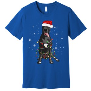 Great Dane Dog Tree Christmas Lights Xmas Pajama Matching Gift Premium T-Shirt