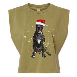 Great Dane Dog Tree Christmas Lights Xmas Pajama Matching Gift Garment-Dyed Women's Muscle Tee