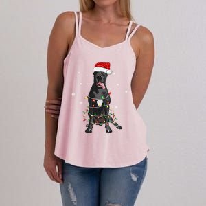 Great Dane Dog Tree Christmas Lights Xmas Pajama Matching Gift Women's Strappy Tank