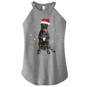 Great Dane Dog Tree Christmas Lights Xmas Pajama Matching Gift Women's Perfect Tri Rocker Tank