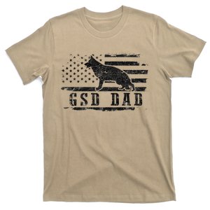 Gsd Dad Distressed American Flag German Shepherd Dog T-Shirt