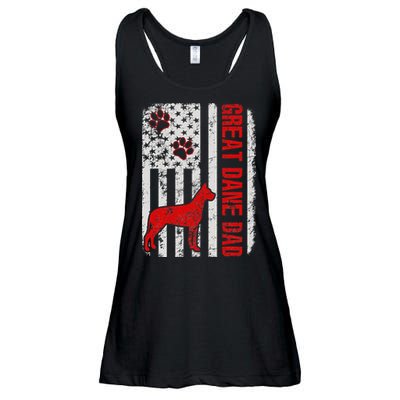 Great Dane Dad American Flag Gift Ladies Essential Flowy Tank