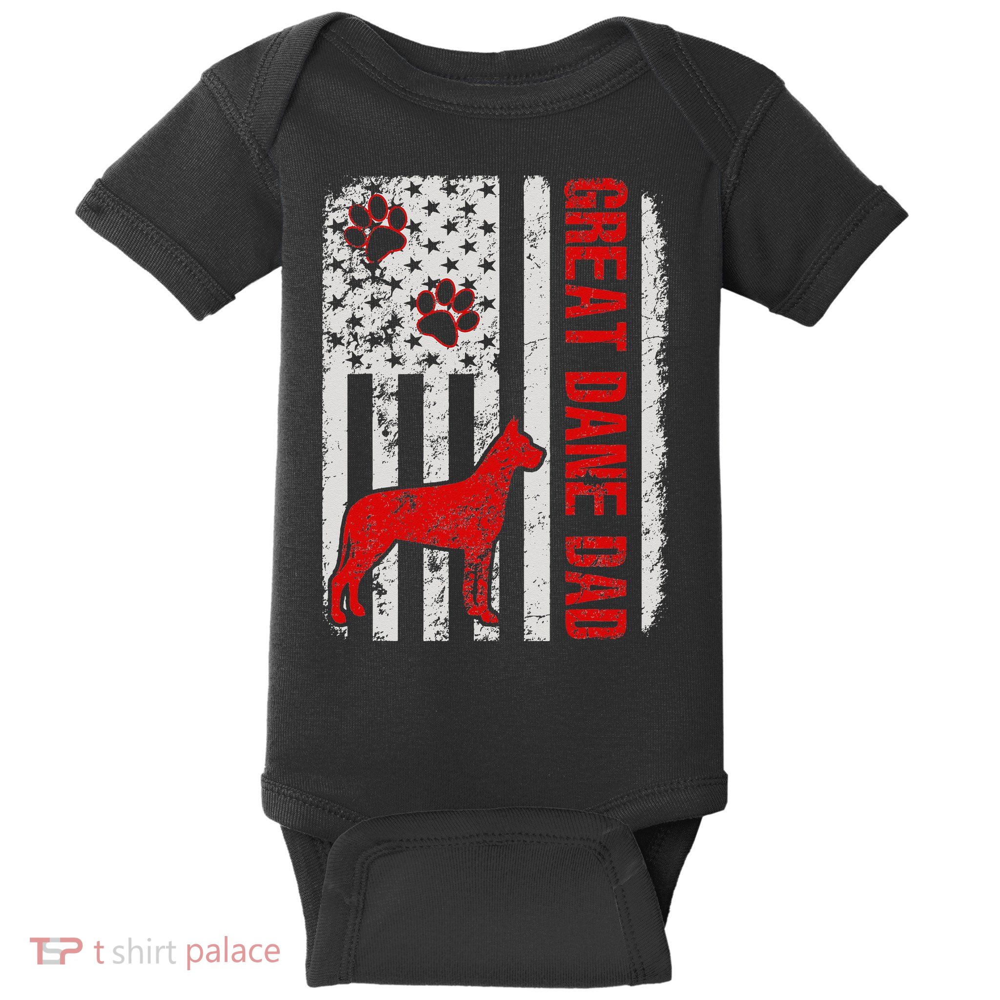 Great Dane Dad American Flag Gift Baby Bodysuit