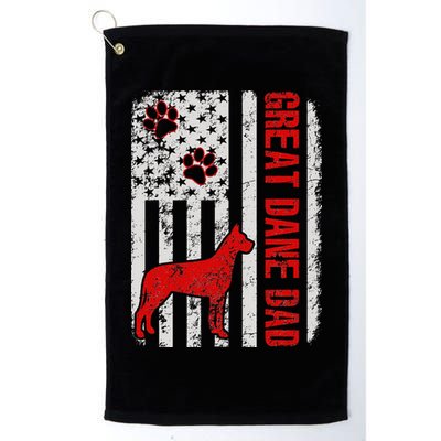 Great Dane Dad American Flag Gift Golf Towel