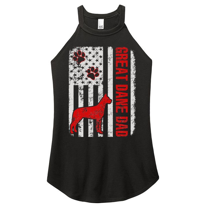 Great Dane Dad American Flag Gift Women's Perfect Tri Rocker Tank