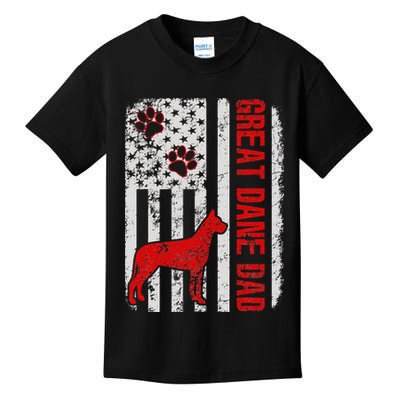 Great Dane Dad American Flag Gift Kids T-Shirt