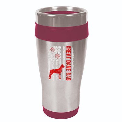 Great Dane Dad American Flag Gift 16oz Travel Tumbler