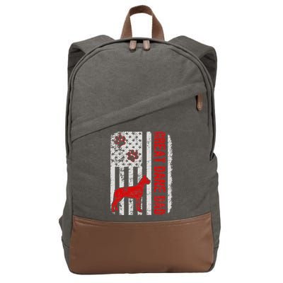 Great Dane Dad American Flag Gift Cotton Canvas Backpack