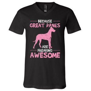 Great Dane Dog Awesome V-Neck T-Shirt