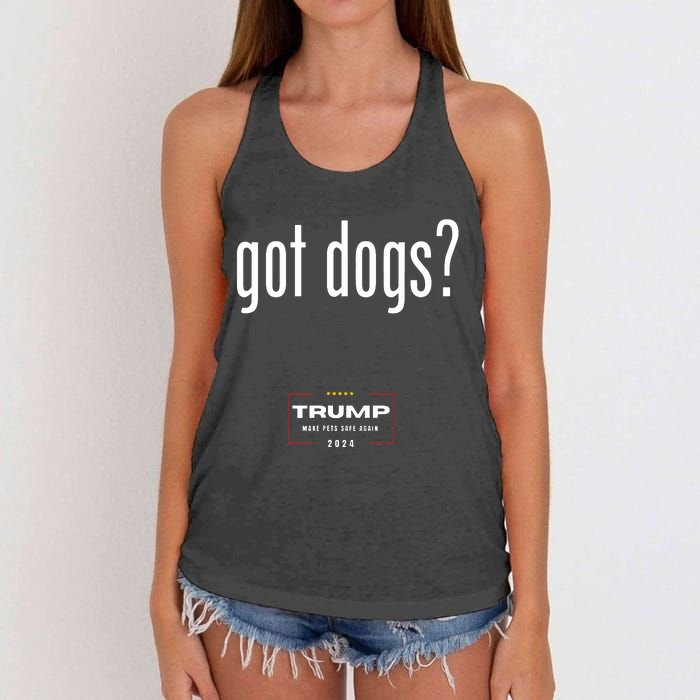 Got Dogs Eating The Dogs Cats Trump Make Pets Safe Again Women's Knotted Racerback Tank