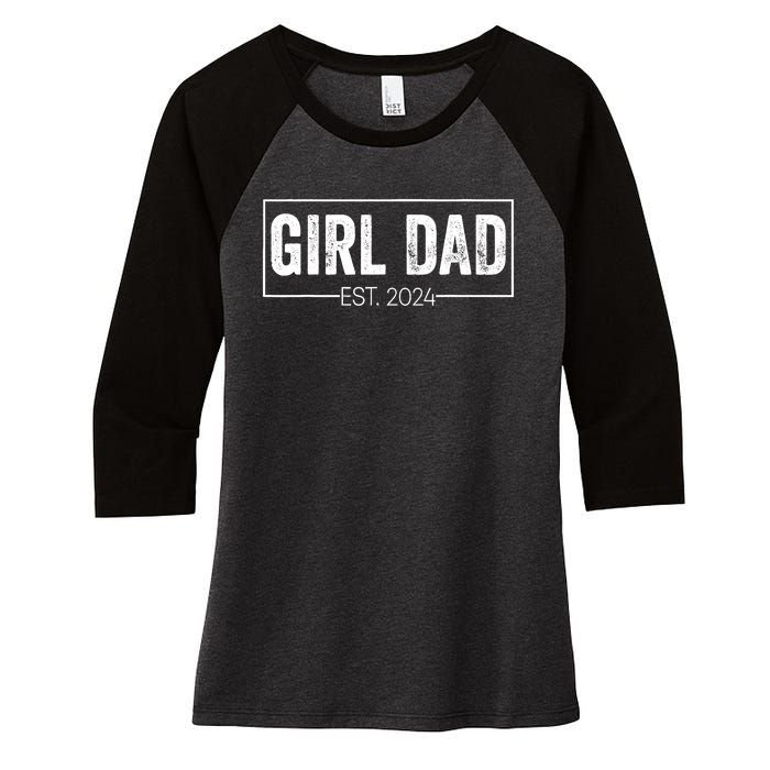 Girl Dad Est 2024 Girl Dad To Be New Daddy FatherS Day Women's Tri-Blend 3/4-Sleeve Raglan Shirt