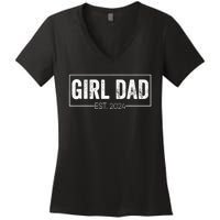 Girl Dad Est 2024 Girl Dad To Be New Daddy FatherS Day Women's V-Neck T-Shirt