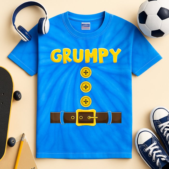 Grumpy Dwarf Easy Halloween Kids Tie-Dye T-Shirt