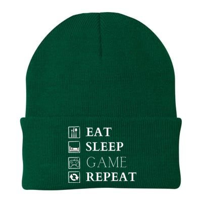 Gamer Design Eat Sleep Game Repeat Funny Gift Knit Cap Winter Beanie