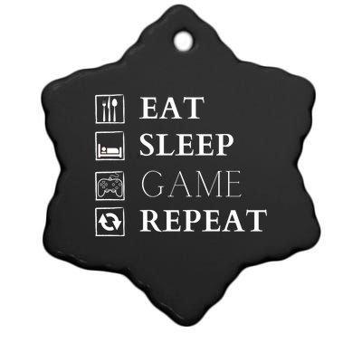 Gamer Design Eat Sleep Game Repeat Funny Gift Ceramic Star Ornament