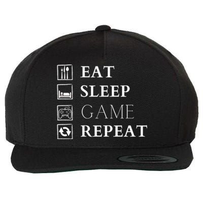 Gamer Design Eat Sleep Game Repeat Funny Gift Wool Snapback Cap