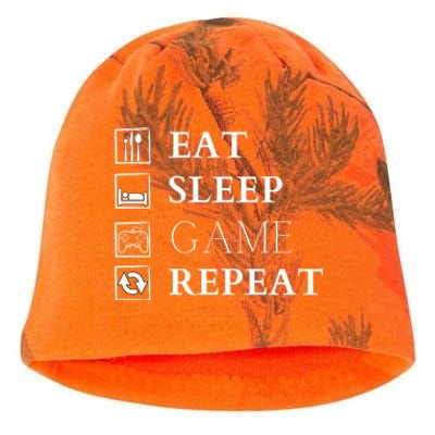 Gamer Design Eat Sleep Game Repeat Funny Gift Kati - Camo Knit Beanie