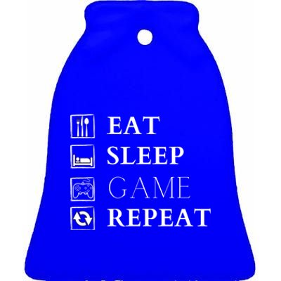 Gamer Design Eat Sleep Game Repeat Funny Gift Ceramic Bell Ornament