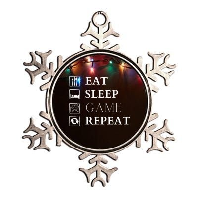 Gamer Design Eat Sleep Game Repeat Funny Gift Metallic Star Ornament