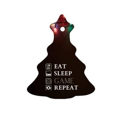 Gamer Design Eat Sleep Game Repeat Funny Gift Ceramic Tree Ornament