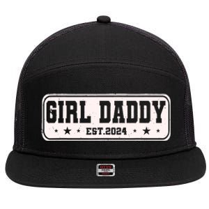 Girl Daddy Est 2024 To Be Gifts For 1st Time Dad 7 Panel Mesh Trucker Snapback Hat