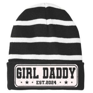 Girl Daddy Est 2024 To Be Gifts For 1st Time Dad Striped Beanie with Solid Band