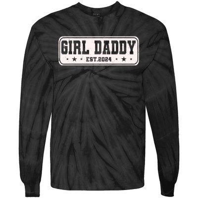 Girl Daddy Est 2024 To Be Gifts For 1st Time Dad Tie-Dye Long Sleeve Shirt