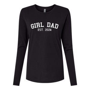 Girl Dad Est 2024 Celebrating New Baby Dad Womens Cotton Relaxed Long Sleeve T-Shirt