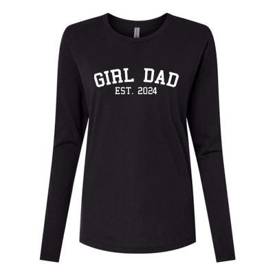 Girl Dad Est 2024 Celebrating New Baby Dad Womens Cotton Relaxed Long Sleeve T-Shirt