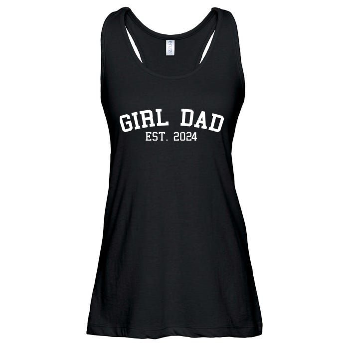 Girl Dad Est 2024 Celebrating New Baby Dad Ladies Essential Flowy Tank